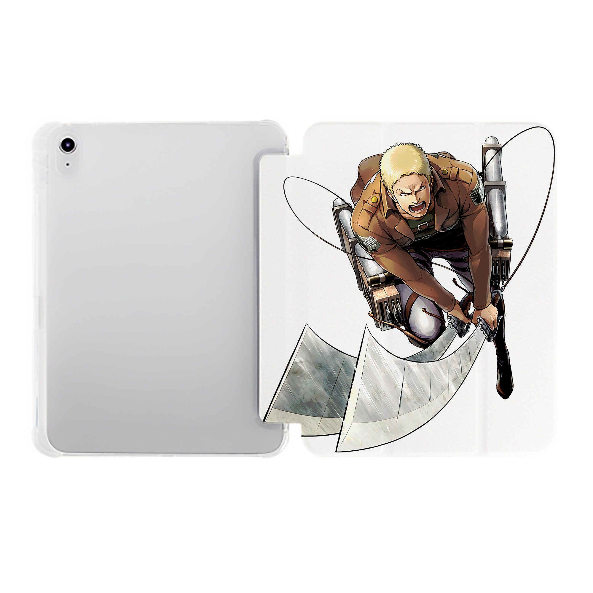 （画像用） 進撃の巨人 ライナー・ブラウン Attack on Titan Reiner Braun IPad ケース ペン収納付き 三つ折りスタンド PUレザー×シリコン 対応機種9.5/10.5/10.9インチ